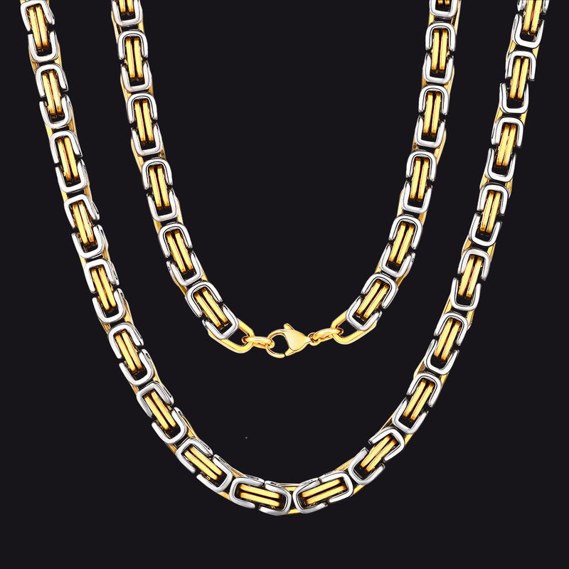 Stainless Steel Byzantine Chain Necklace for