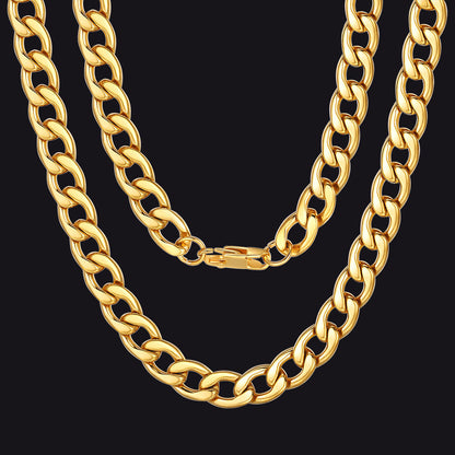 Sturdy Cuban Link Chain Necklace Lobster Clasp for