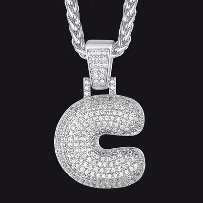 Diamond Bubble Letter Initial Necklace for
