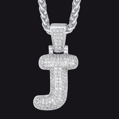 Diamond Bubble Letter Initial Necklace for