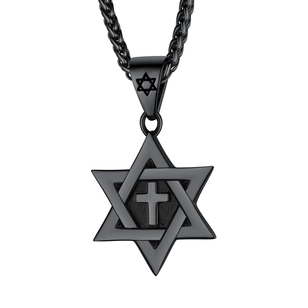 Jewish Star of David With Cross Necklace for