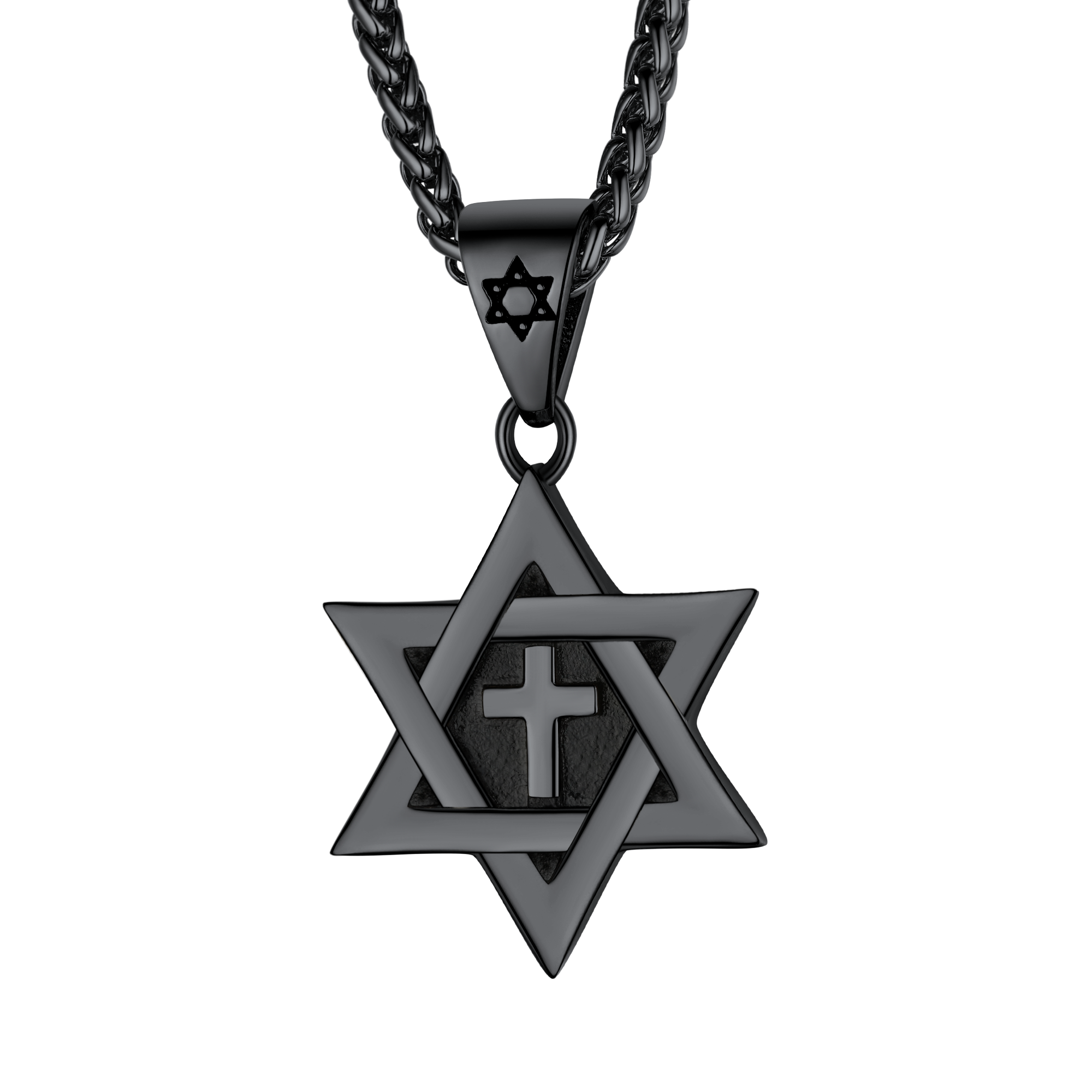 Jewish Star of David With Cross Necklace for