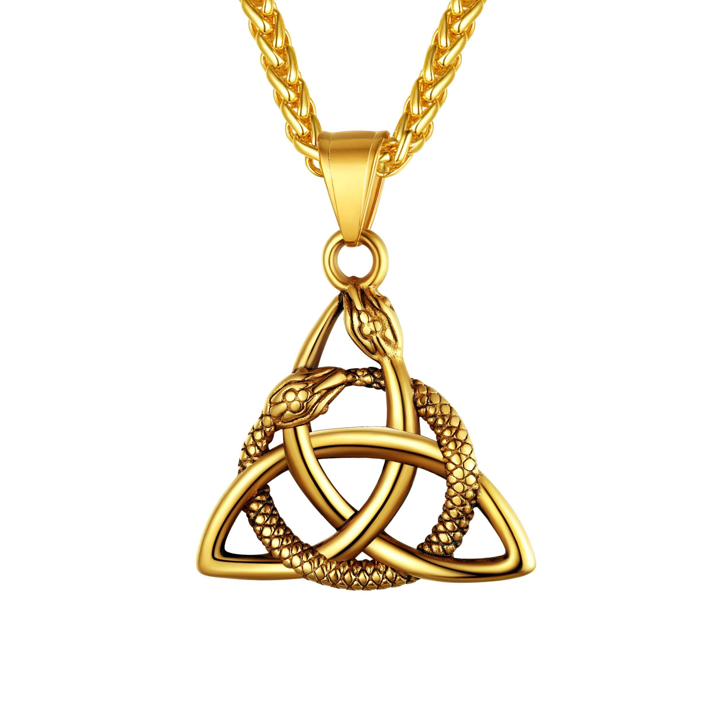 Ouroboros Celtic Knot Snake Pendant Necklace