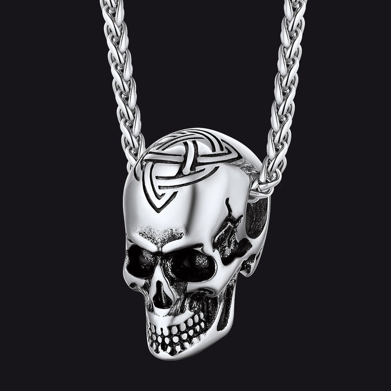 Gothic Celtic Skull Pendant Necklace for