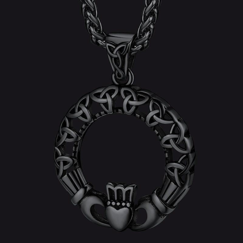 Claddage Circle Celtic Knot Pendant Necklace for /