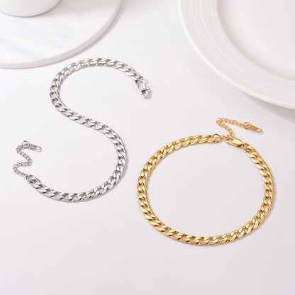 Stainless Steel Cuban Chain Link Anklet Bracelet for