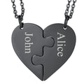 Personalized Heart Puzzle Matching Necklaces for Couples Mom Daughter Bff