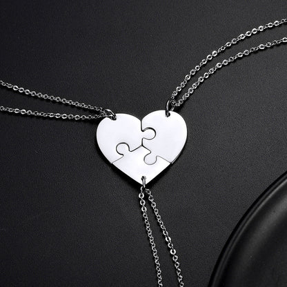 Personalized Heart Puzzle Matching Necklaces for Couples Mom Daughter Bff