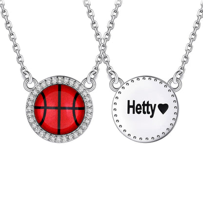 Custom Cz Sports Pendant Necklace With Name Tag for Fans Athlete