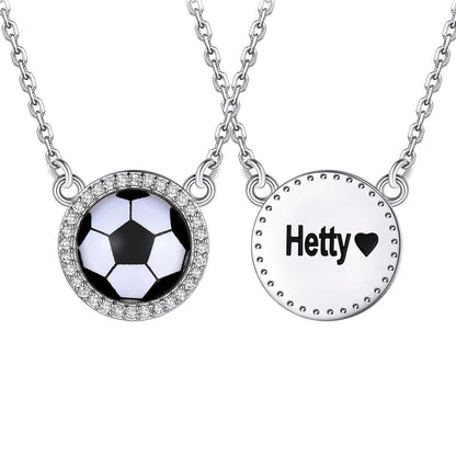 Custom Cz Sports Pendant Necklace With Name Tag for Fans Athlete