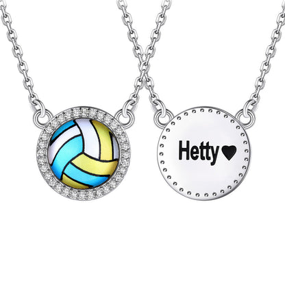 Custom Cz Sports Pendant Necklace With Name Tag for Fans Athlete