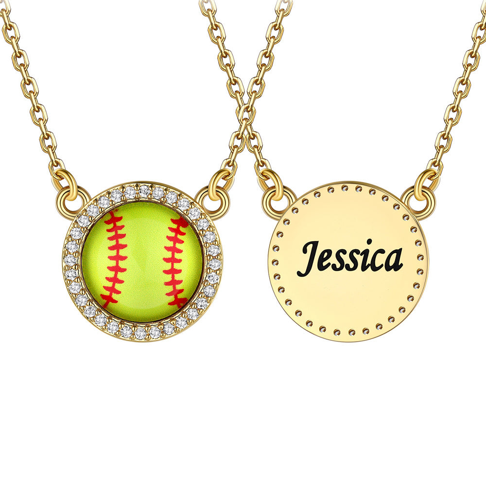 Custom Cz Sports Pendant Necklace With Name Tag for Fans Athlete