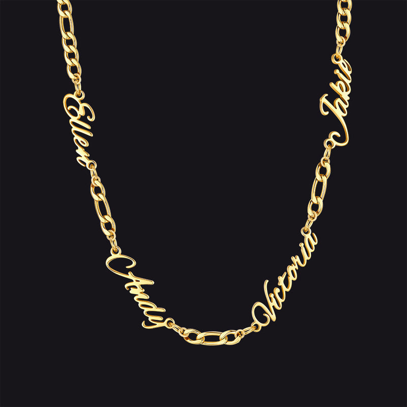 Customized Name Necklace With 3mm Width Figaro Chain , Father's Day Gifts