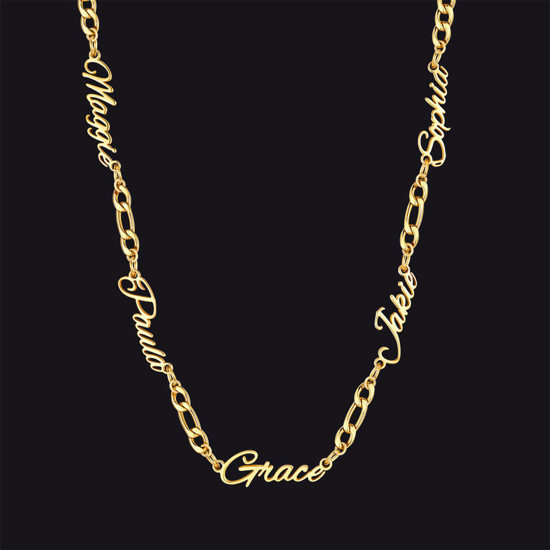 Customized Name Necklace With 3mm Width Figaro Chain , Father's Day Gifts