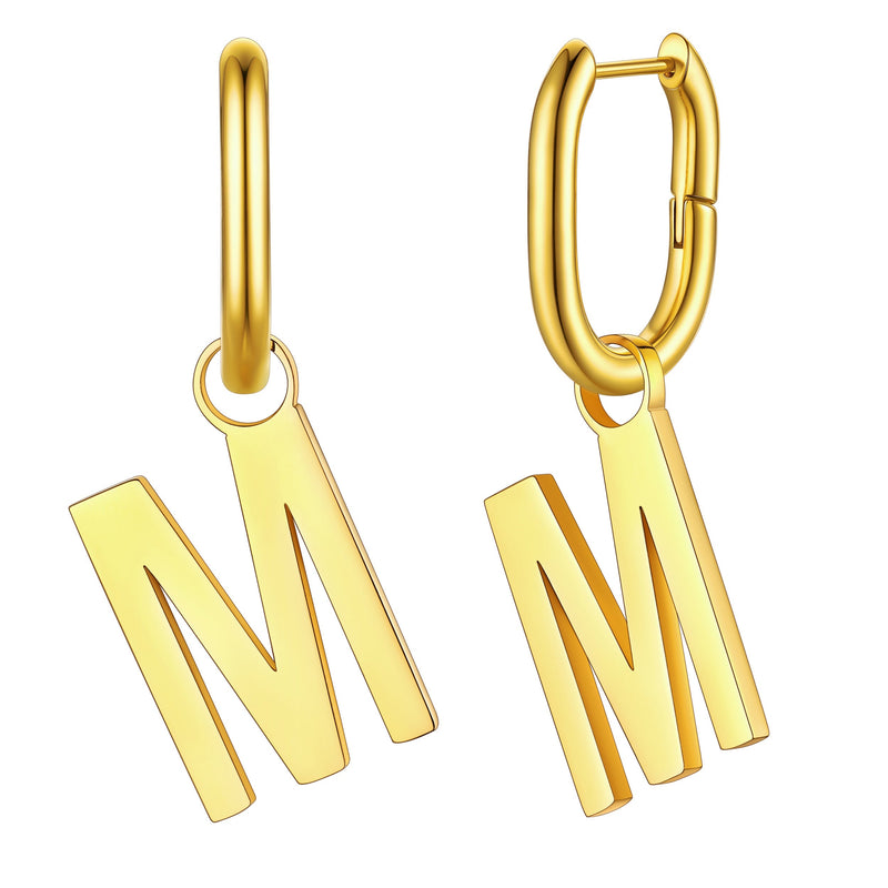 Hypoallergenic Initial Letter Dangle Earrings for