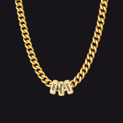 Custom Multi Charm Name Cuban Link Chain Necklace for Father Gift