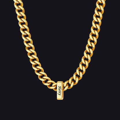 Custom Multi Charm Name Cuban Link Chain Necklace for Father Gift