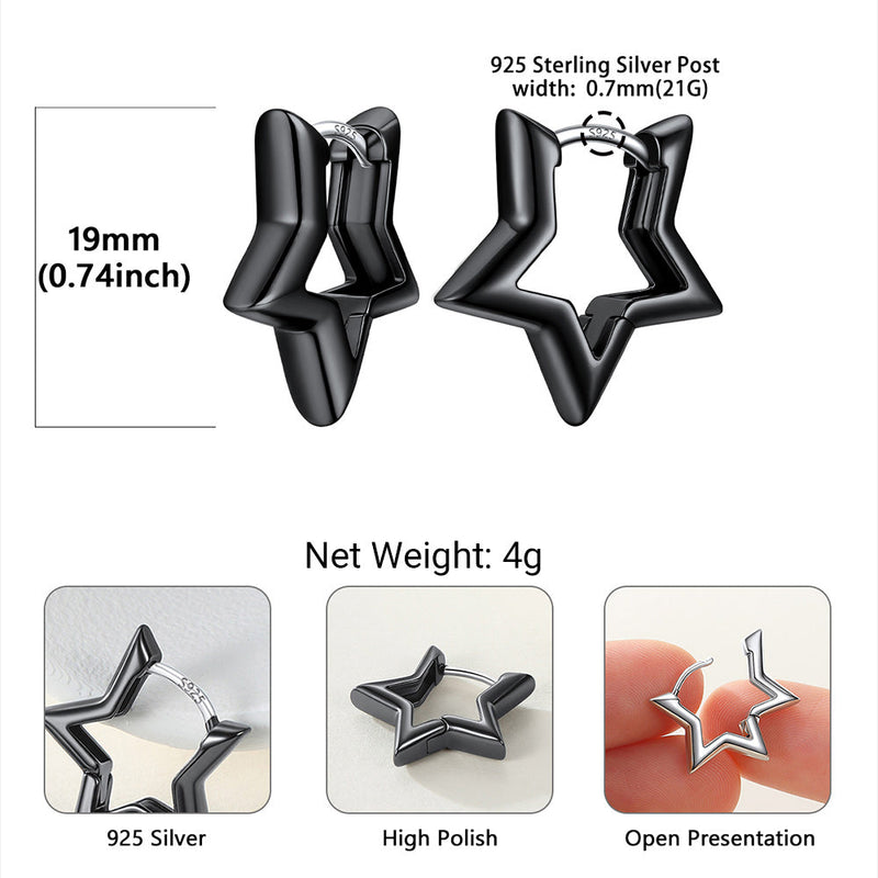 Classic Y2k Hollow Star Hoop Earrings for