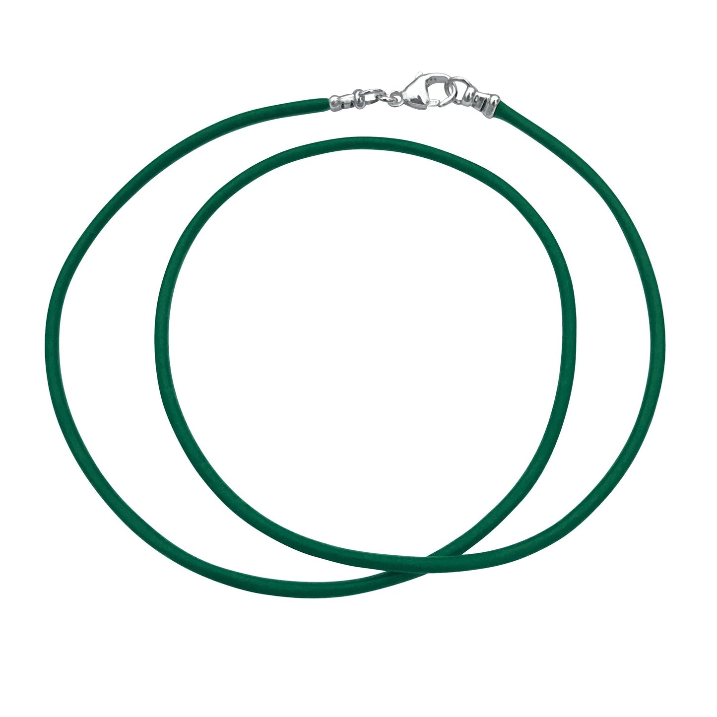 Sterling Silver 1.8mm Fine Emerald Green Leather Cord Necklace