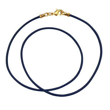 Gold Plated 1.8mm Fine Navy Blue Leather Cord Necklace