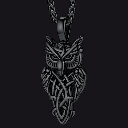 Celtic Owl Pendant Necklace Amulet Jewelry for