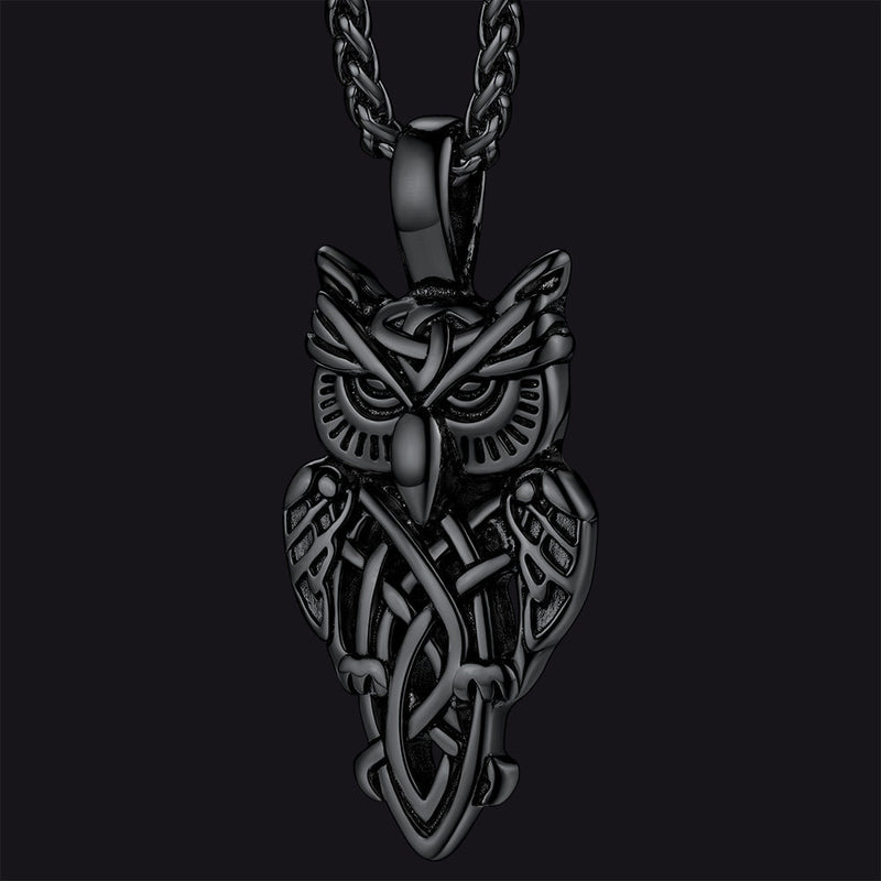 Celtic Owl Pendant Necklace Amulet Jewelry for