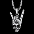 Rock Hand Skeleton Skull Necklace for
