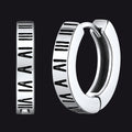 Roman Numerals Hoop Huggie Earrings for
