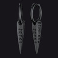 Norse Viking Runes Dangle Hoop Earrings for
