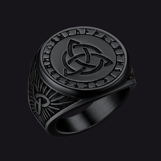 Flash Viking Celtic Knot Signet Ring for