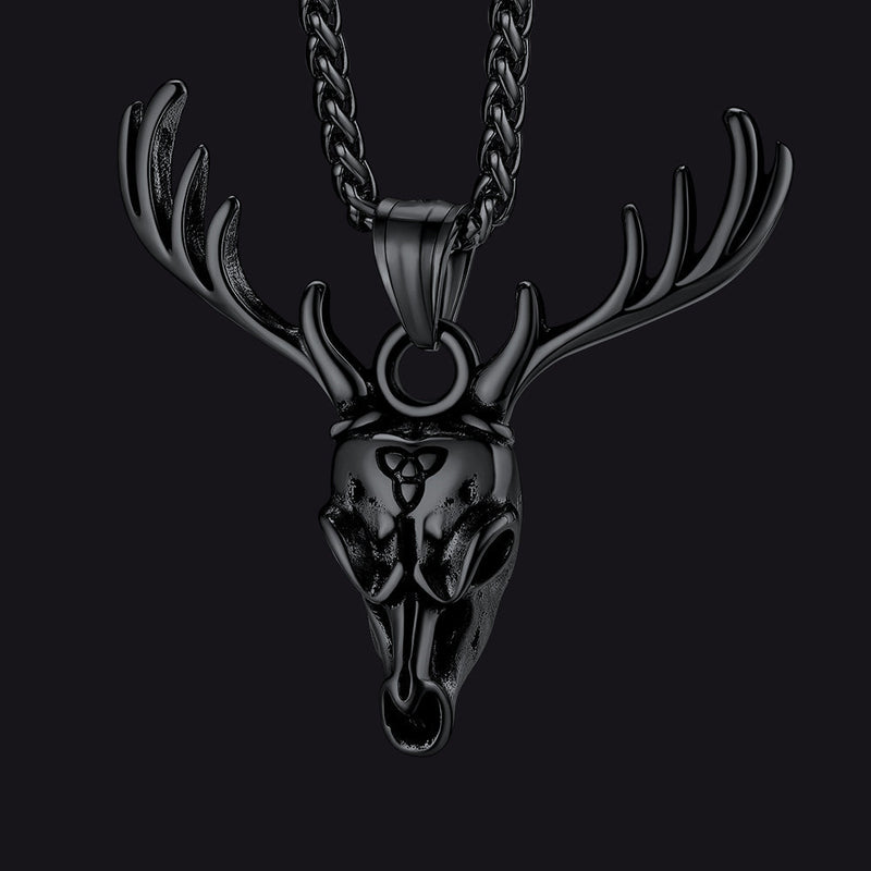 Viking Deer Necklace With Celtic Knot Christmas Gift for