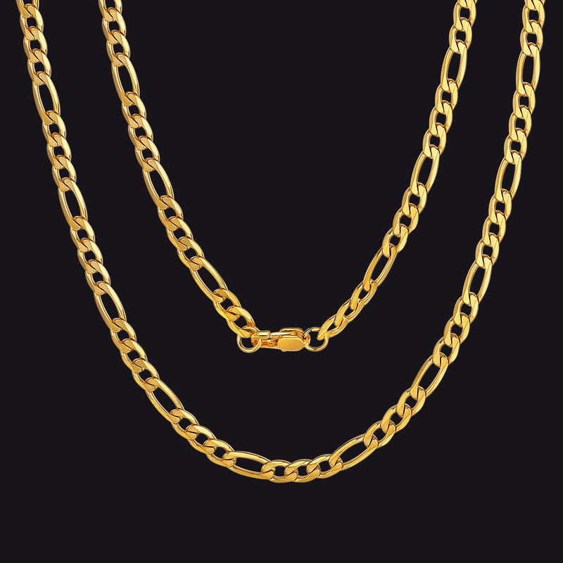 Figaro Link Chain Cuban Necklace for , 4/6/9/13 Mm Width