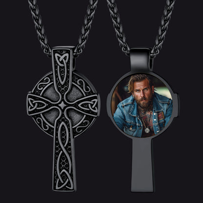 Personalized Celtic Cross Pendant Necklace With Picture