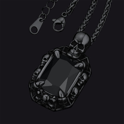 Gothic Skull Dragon Claw Crystal Necklace for