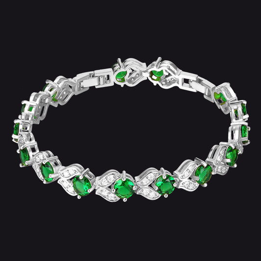 9mm Diamond Cut Gem Crystal Chain Bracelet for With Cz