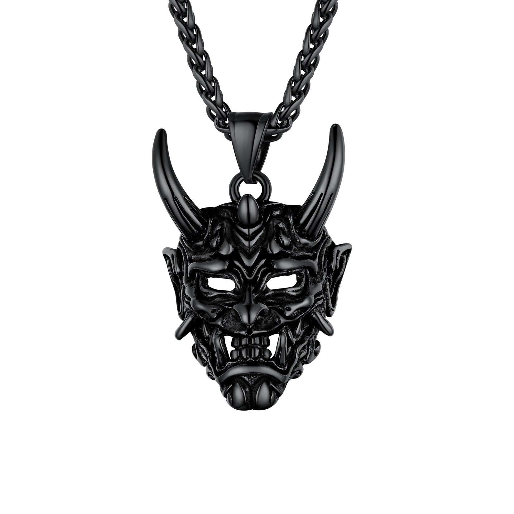 Gothic Evil Hannya Damon Mask Pendant Necklace for