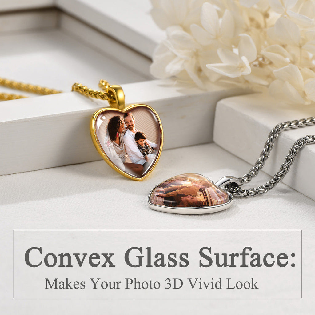 Personalized Heart Picture Memorial Necklace for Couple