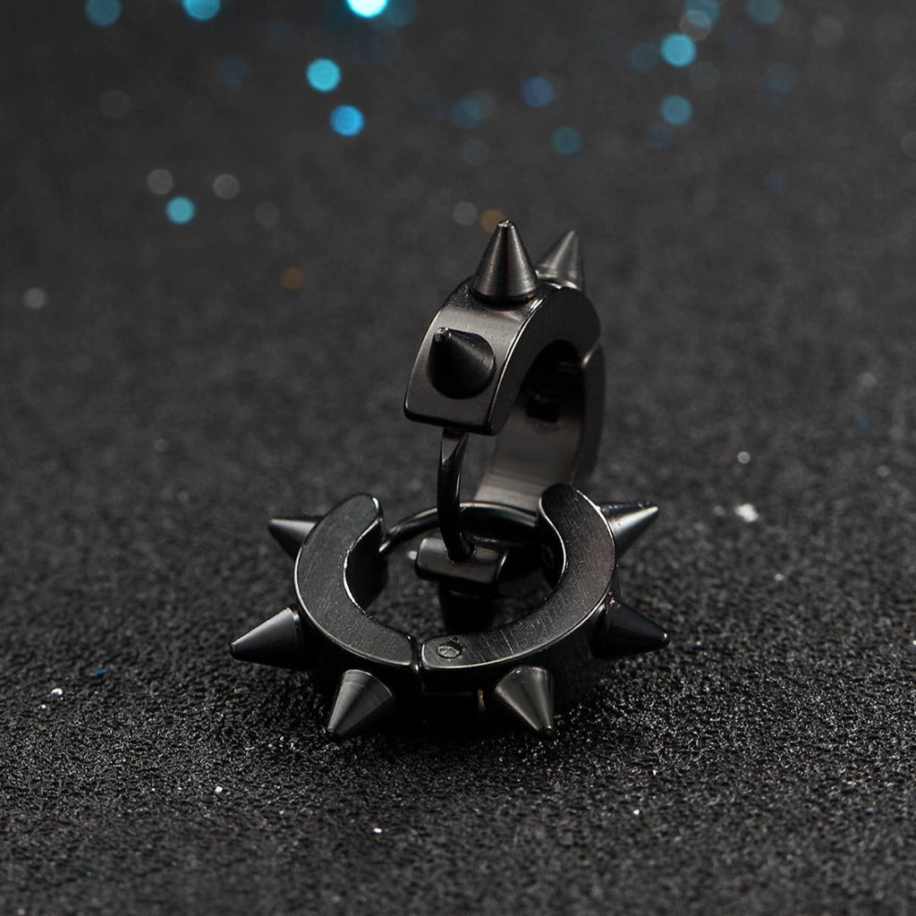 Punk Spike Rivet Huggie Hoop Earrings for