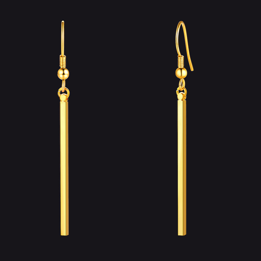 Minimal Long Vertical Bar Dangle Earrings for