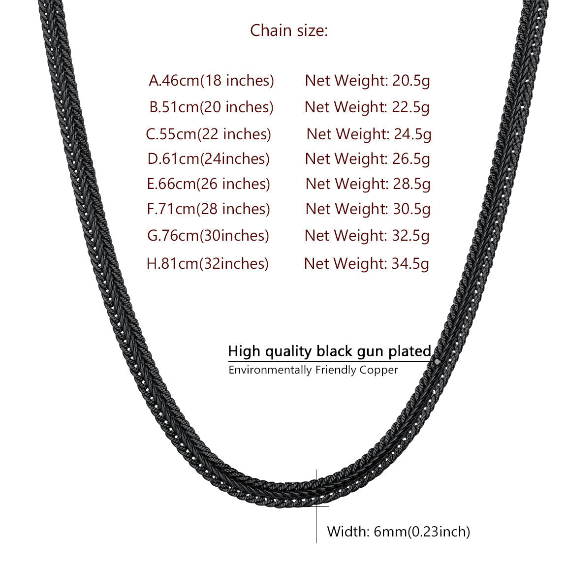 6mm Foxtail Chain Link Necklace for