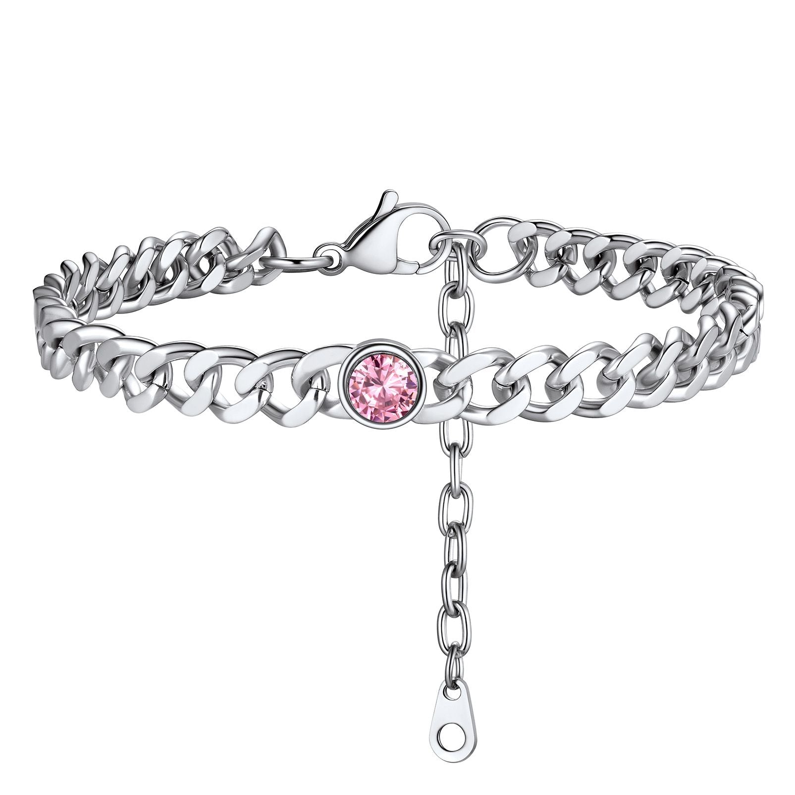 Personalized Birthstone Cuban Link Anklet for