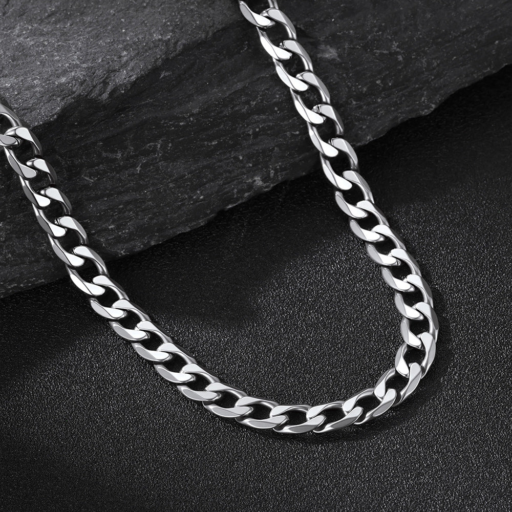 Cuban Chain & Joshua 1:9 Dog Tag Necklace Set for