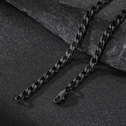Cuban Chain & Viking Runes Bar Layered Necklaces Set for