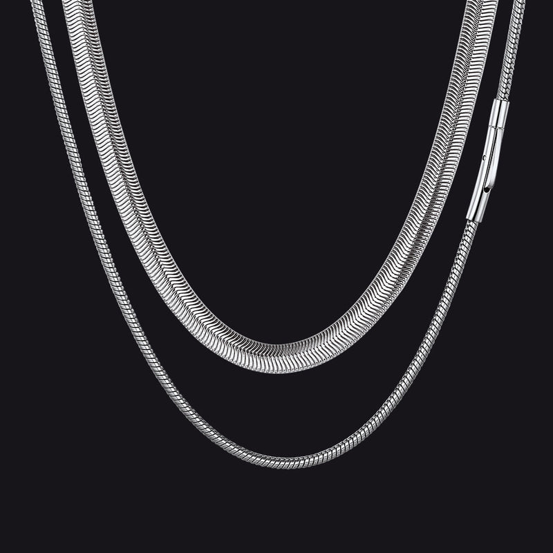 2mm Thin & 8mm Bold Snake Chain Set for
