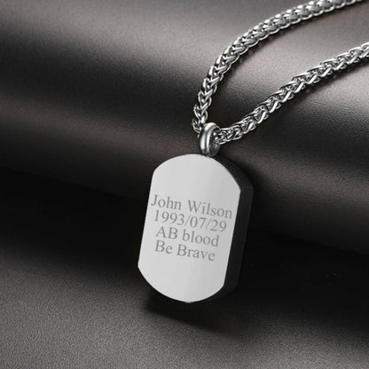 Customized Urn Dog Tag Necklace for Ashes Memorial Cremation Jewelry