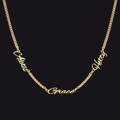 Personalized Multi Name Box Chain Necklace , Custom Mothers Day Presents