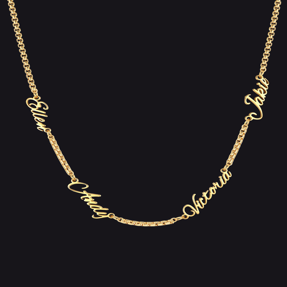 Personalized Multi Name Box Chain Necklace , Custom Mothers Day Presents