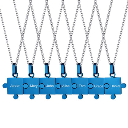 Custom Puzzle Piece Matching Pendant Necklaces Set for Family Best Friends