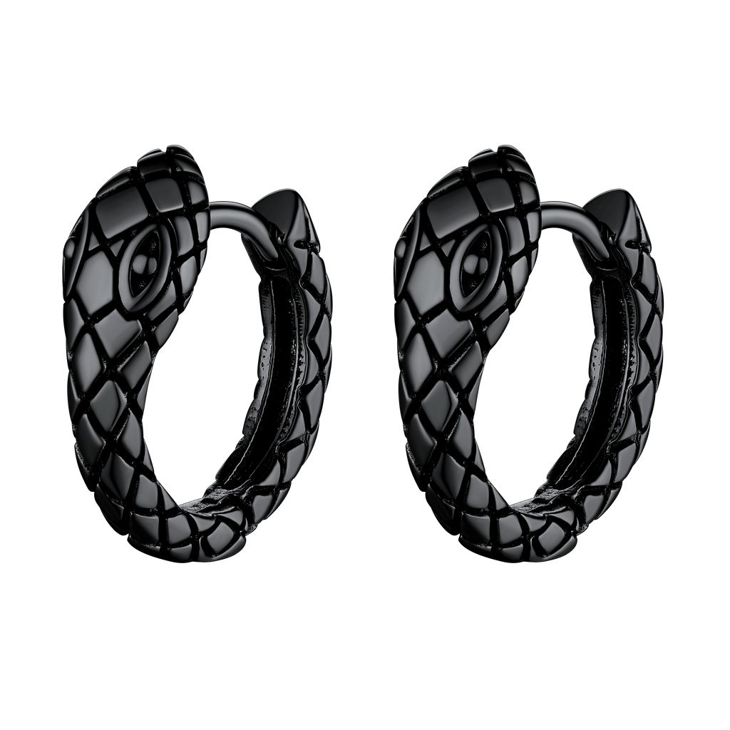 Gothic Snake Huggie Hoop Earrings for