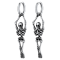 Gothic Skull Skeleton Dangle Hoop Earrings for